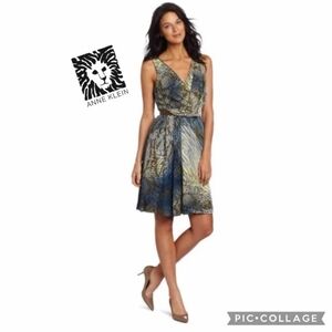 Anne Klein Abstract Silk Wrap Dress Size 10